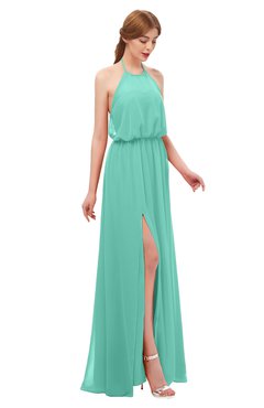 ColsBM Jackie Mint Green Bridesmaid Dresses Casual Floor Length Halter Split-Front Sleeveless Backless