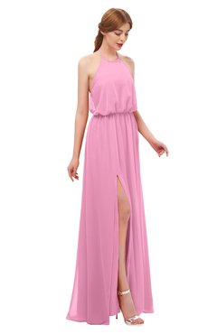 ColsBM Jackie Pink Bridesmaid Dresses Casual Floor Length Halter Split-Front Sleeveless Backless
