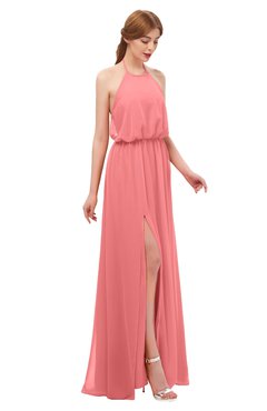 ColsBM Jackie Shell Pink Bridesmaid Dresses Casual Floor Length Halter Split-Front Sleeveless Backless