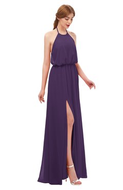 ColsBM Jackie Violet Bridesmaid Dresses Casual Floor Length Halter Split-Front Sleeveless Backless