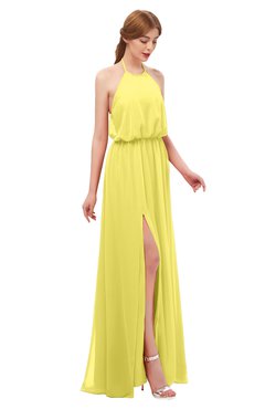 ColsBM Jackie Yellow Iris Bridesmaid Dresses Casual Floor Length Halter Split-Front Sleeveless Backless