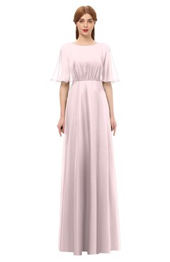 ColsBM Ricki Blush Bridesmaid Dresses Floor Length Zipper Elbow Length Sleeve Glamorous Pleated Jewel