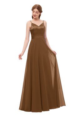 ColsBM Ocean Brown Bridesmaid Dresses Elegant A-line Backless Floor Length Sleeveless Sash