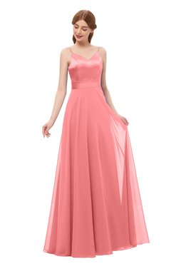 ColsBM Ocean Coral Bridesmaid Dresses Elegant A-line Backless Floor Length Sleeveless Sash