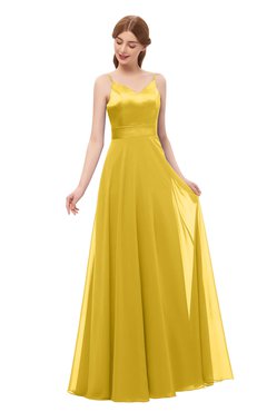 ColsBM Ocean Lemon Curry Bridesmaid Dresses Elegant A-line Backless Floor Length Sleeveless Sash