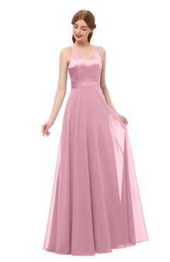 ColsBM Ocean Light Coral Bridesmaid Dresses Elegant A-line Backless Floor Length Sleeveless Sash