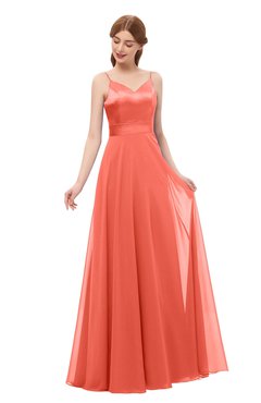 ColsBM Ocean Living Coral Bridesmaid Dresses Elegant A-line Backless Floor Length Sleeveless Sash