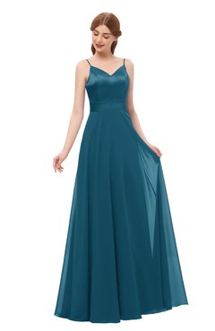 ColsBM Ocean Moroccan Blue Bridesmaid Dresses Elegant A-line Backless Floor Length Sleeveless Sash