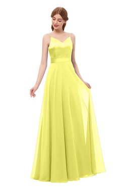 ColsBM Ocean Pale Yellow Bridesmaid Dresses Elegant A-line Backless Floor Length Sleeveless Sash