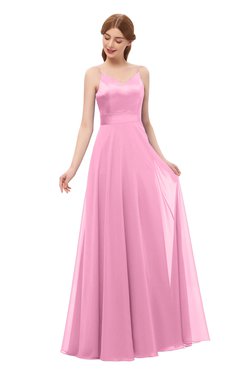 ColsBM Ocean Pink Bridesmaid Dresses Elegant A-line Backless Floor Length Sleeveless Sash