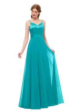 ColsBM Ocean Teal Bridesmaid Dresses Elegant A-line Backless Floor Length Sleeveless Sash