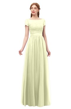 ColsBM Ellery Anise Flower Bridesmaid Dresses A-line Half Backless Elegant Floor Length Short Sleeve Bateau
