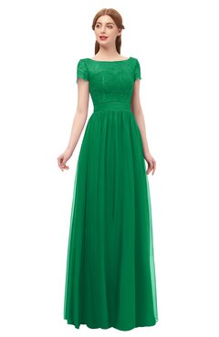 ColsBM Ellery Green Bridesmaid Dresses A-line Half Backless Elegant Floor Length Short Sleeve Bateau