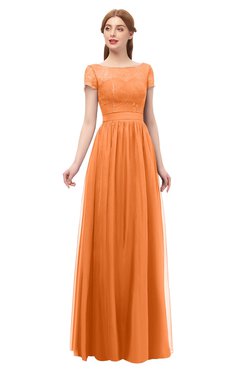 ColsBM Ellery Mango Bridesmaid Dresses A-line Half Backless Elegant Floor Length Short Sleeve Bateau
