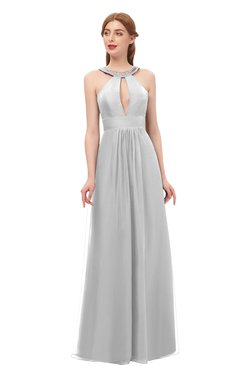 ColsBM Jayda Dove Grey Bridesmaid Dresses Zipper Halter Glamorous Sleeveless Crystals Floor Length