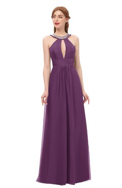 ColsBM Jayda Grape Juice Bridesmaid Dresses Zipper Halter Glamorous Sleeveless Crystals Floor Length
