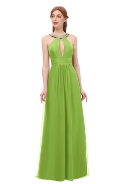 ColsBM Jayda Greenery Bridesmaid Dresses Zipper Halter Glamorous Sleeveless Crystals Floor Length