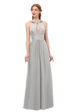 ColsBM Jayda Platinum Bridesmaid Dresses Zipper Halter Glamorous Sleeveless Crystals Floor Length