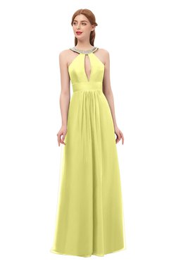 ColsBM Jayda Wax Yellow Bridesmaid Dresses Zipper Halter Glamorous Sleeveless Crystals Floor Length