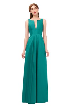 ColsBM Jayla Emerald Green Bridesmaid Dresses Sleeveless Sexy Zipper V-neck Floor Length Pleated