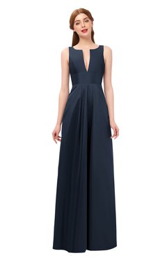 ColsBM Jayla Navy Blue Bridesmaid Dresses Sleeveless Sexy Zipper V-neck Floor Length Pleated