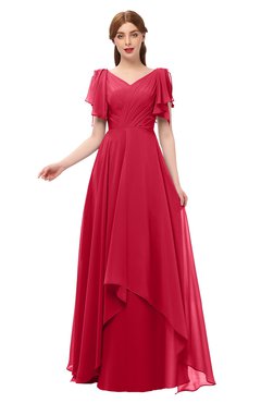 ColsBM Bailee Lollipop Bridesmaid Dresses Floor Length A-line Elegant Half Backless Short Sleeve V-neck
