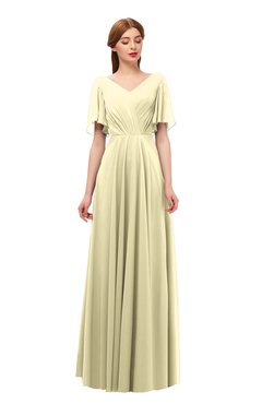 ColsBM Storm Anise Flower Bridesmaid Dresses Lace up V-neck Short Sleeve Floor Length A-line Glamorous