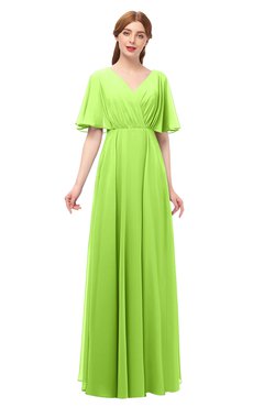 ColsBM Allyn Sharp Green Bridesmaid Dresses A-line Short Sleeve Floor Length Sexy Zip up Pleated
