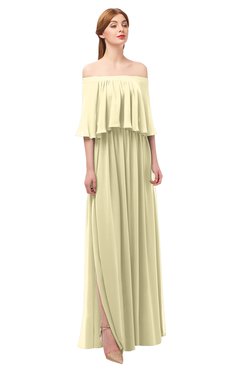 ColsBM Clair Anise Flower Bridesmaid Dresses Glamorous Zipper Ruching Floor Length Off The Shoulder Short Sleeve