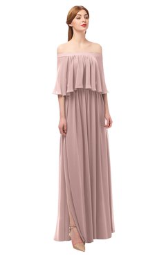 ColsBM Clair Bridal Rose Bridesmaid Dresses Glamorous Zipper Ruching Floor Length Off The Shoulder Short Sleeve