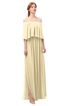 ColsBM Clair Cornhusk Bridesmaid Dresses Glamorous Zipper Ruching Floor Length Off The Shoulder Short Sleeve