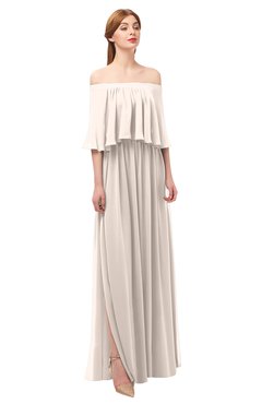 ColsBM Clair Cream Pink Bridesmaid Dresses Glamorous Zipper Ruching Floor Length Off The Shoulder Short Sleeve