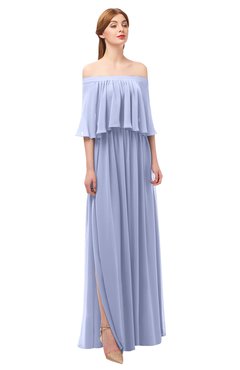 ColsBM Clair Lavender Bridesmaid Dresses Glamorous Zipper Ruching Floor Length Off The Shoulder Short Sleeve