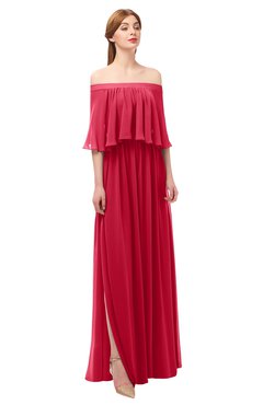 ColsBM Clair Lollipop Bridesmaid Dresses Glamorous Zipper Ruching Floor Length Off The Shoulder Short Sleeve