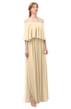 ColsBM Clair Marzipan Bridesmaid Dresses Glamorous Zipper Ruching Floor Length Off The Shoulder Short Sleeve