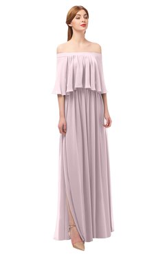 ColsBM Clair Pale Lilac Bridesmaid Dresses Glamorous Zipper Ruching Floor Length Off The Shoulder Short Sleeve