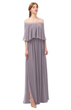 ColsBM Clair Sea Fog Bridesmaid Dresses Glamorous Zipper Ruching Floor Length Off The Shoulder Short Sleeve
