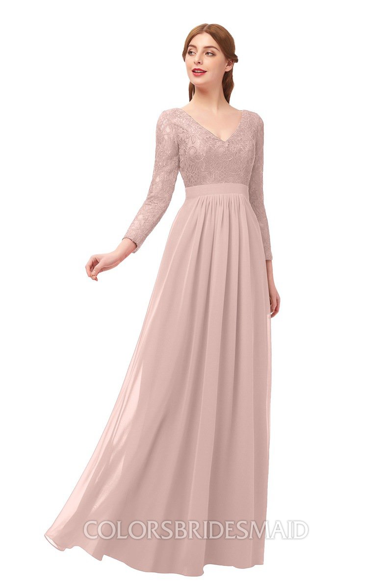 dusty rose floor length bridesmaid dresses