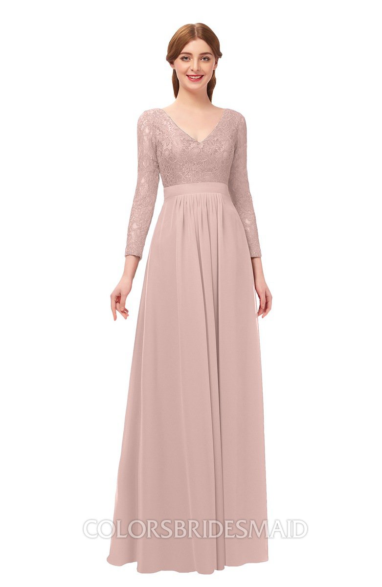 dusty rose bridesmaid dresses long sleeve