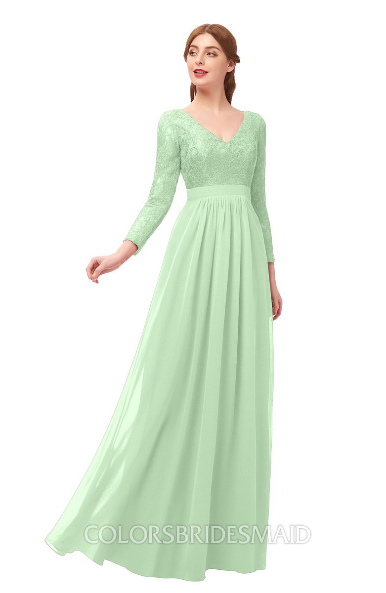 light green long dress