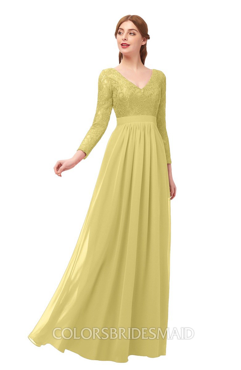 yellow long sleeve bridesmaid dresses