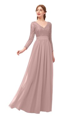 ColsBM Cyan Nectar Pink Bridesmaid Dresses Sexy A-line Long Sleeve V-neck Backless Floor Length