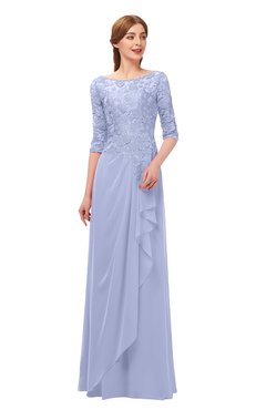 ColsBM Jody Blue Heron Bridesmaid Dresses Elbow Length Sleeve Simple A-line Floor Length Zipper Lace