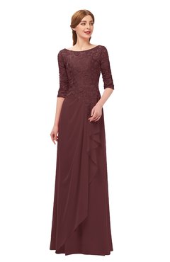 ColsBM Jody Burgundy Bridesmaid Dresses Elbow Length Sleeve Simple A-line Floor Length Zipper Lace