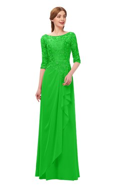 ColsBM Jody Classic Green Bridesmaid Dresses Elbow Length Sleeve Simple A-line Floor Length Zipper Lace