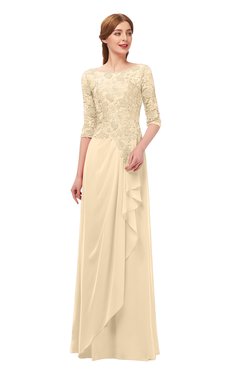 ColsBM Jody Marzipan Bridesmaid Dresses Elbow Length Sleeve Simple A-line Floor Length Zipper Lace