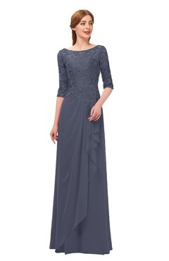 ColsBM Jody Nightshadow Blue Bridesmaid Dresses Elbow Length Sleeve Simple A-line Floor Length Zipper Lace