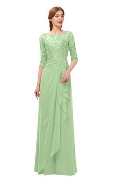 ColsBM Jody Sage Green Bridesmaid Dresses Elbow Length Sleeve Simple A-line Floor Length Zipper Lace