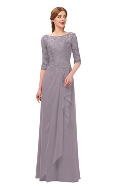ColsBM Jody Sea Fog Bridesmaid Dresses Elbow Length Sleeve Simple A-line Floor Length Zipper Lace