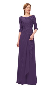 ColsBM Jody Violet Bridesmaid Dresses Elbow Length Sleeve Simple A-line Floor Length Zipper Lace
